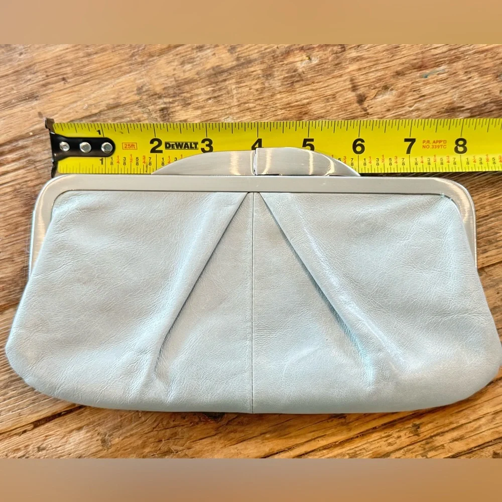 HOBO Hayward Clutch Purse in Pearlized Whisper Blue